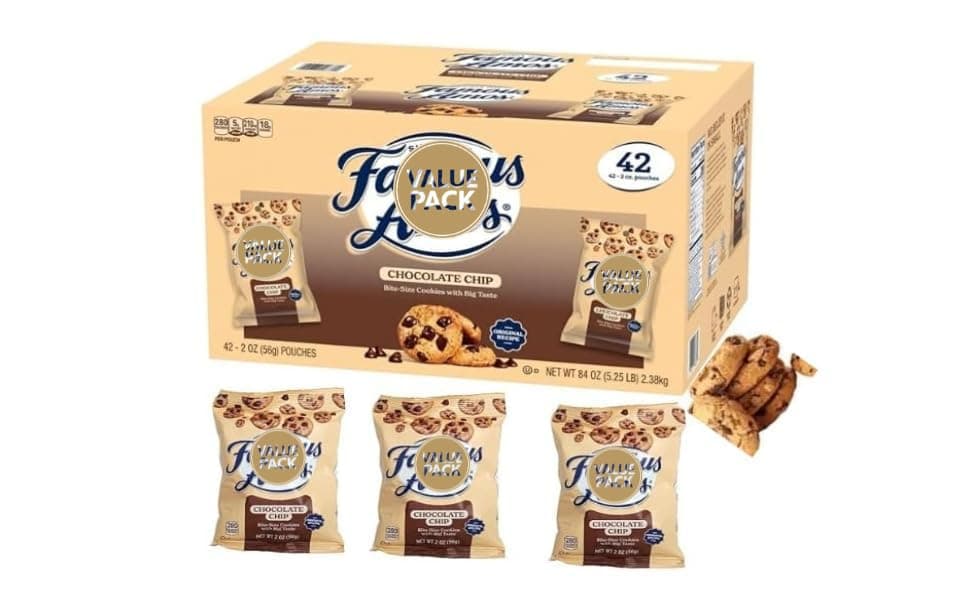 Chocolate Chip Cookies, Bite-Size, 2 oz Bags – 42 Count