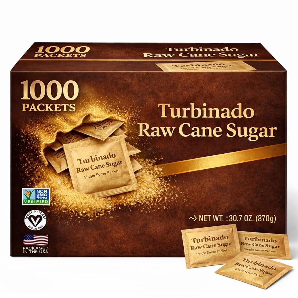 Turbinado Raw Cane Sugar Packets (500 + 500 Packets)