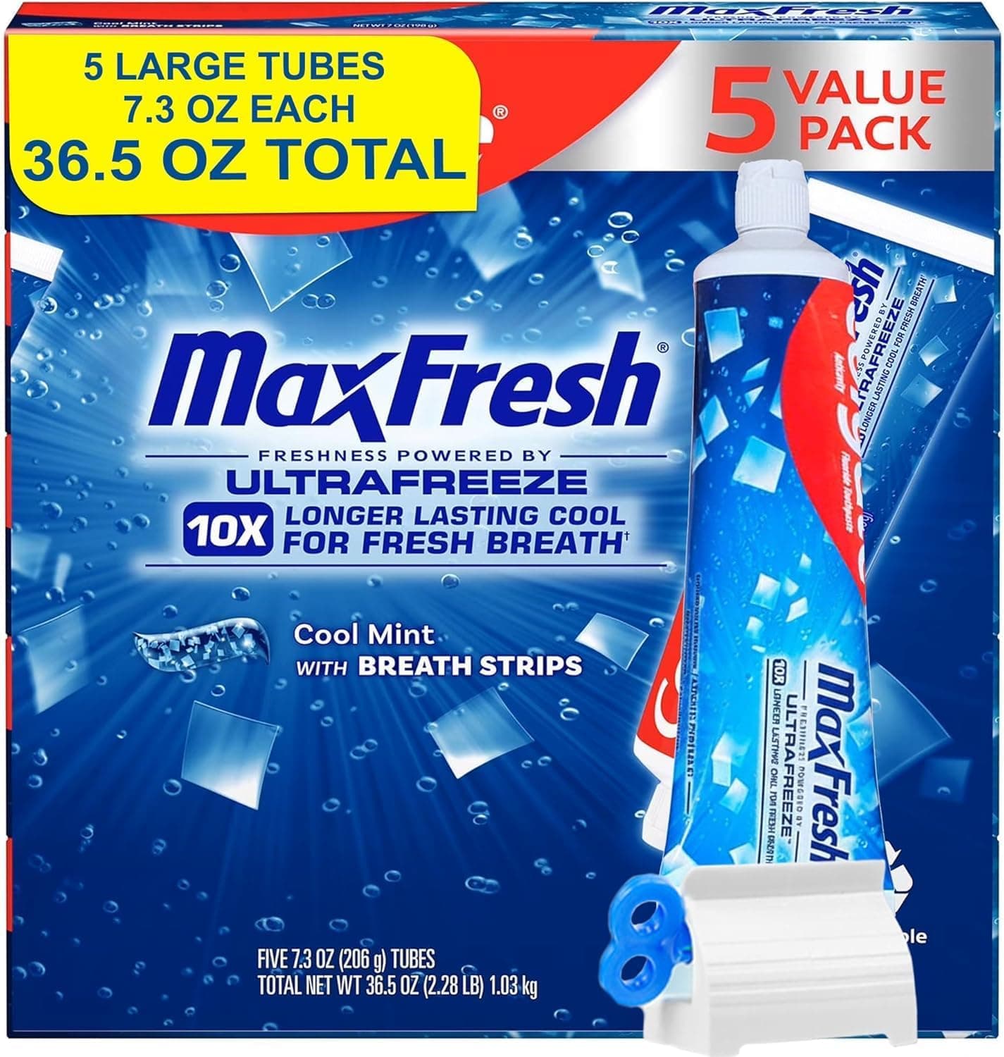 Max Toothpaste 5 Pack – 36.5 OZ Total Fresh Cool Mint